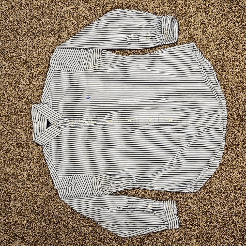 Ralph Lauren White and Blue Stripe Long-sleeved Dress Shirt